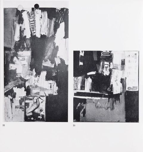 Page from a book. Two abstract compositions are reproduced in black and white.